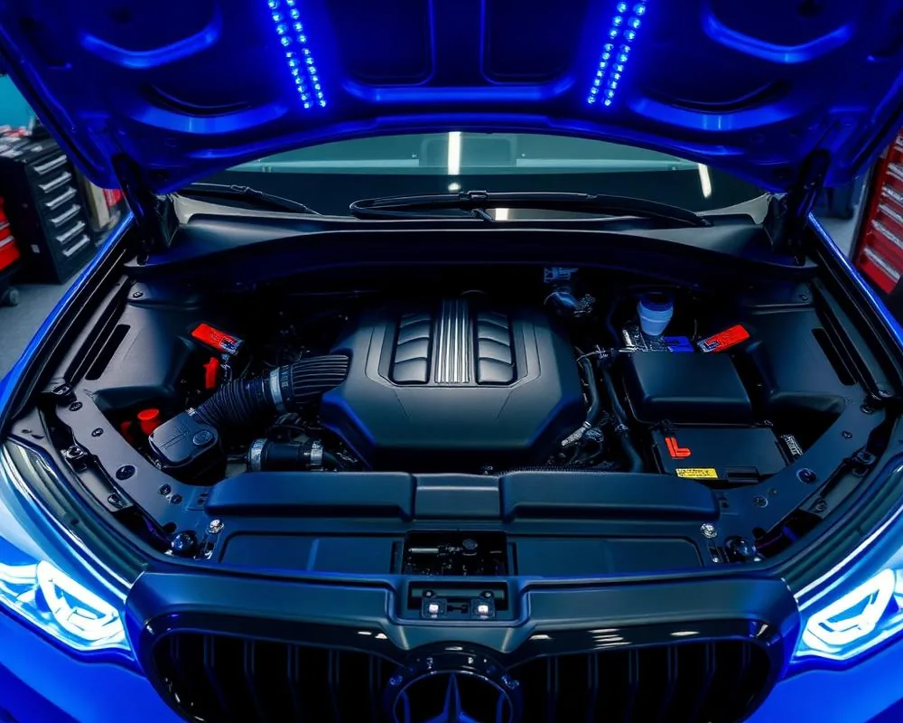 Freshly serviced engine bay